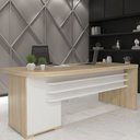 Ver imagem 1 de Mesa para Escritório Tamburato 4 Gavetas Carvalho/branco - Artany Móveis