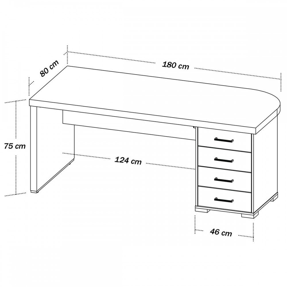 Mesa para Escritório Tamburato 4 Gavetas Carvalho/branco - Artany Móveis - 4