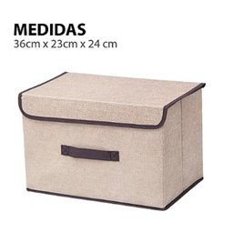 Conjunto 2 Caixa Organizadora Multiuso Dobrável Tecido Tampa - 2