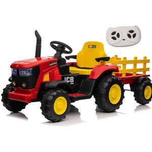 Trator Elétrico Infantil Vermelho com Controle Remoto Mais Carretinha Farol de Led Bivolt Zippy Toys