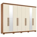 Ver imagem 3 de Guarda Roupa Casal Vortex S01 8 Portas de Bater 4 Gavetas MDP com Espelho Jatobá-Areia Mpozenato