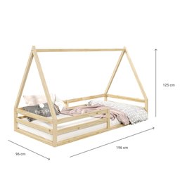 Cama Montessoriana Madeira Maciça Casa Estrado Sila Natural - 4