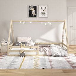 Cama Montessoriana Madeira Maciça Casa Estrado Sila Natural - 2