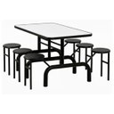 Ver imagem 1 de Mesa para Refeitório Escamoteável 06 Lugares MDP Branco de 25 mm - Assento Preto - 50604