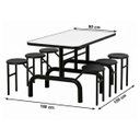 Ver imagem 2 de Mesa para Refeitório Escamoteável 06 Lugares MDP Branco de 25 mm - Assento Preto - 50604