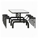 Ver imagem 4 de Mesa para Refeitório Escamoteável 06 Lugares MDP Branco de 25 mm - Assento Preto - 50604