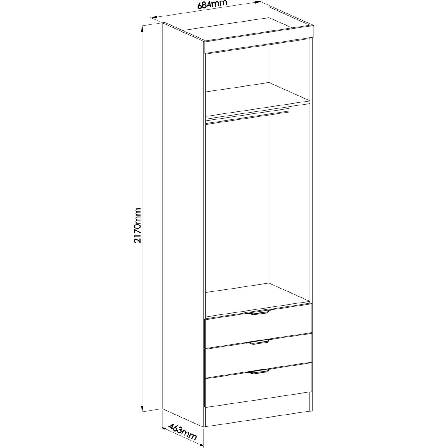 Guarda Roupa Modulado 2 Portas 3 Gavetas Infinity  - 4