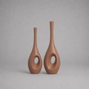 Ver imagem 1 de Dupla de Garrafas Arabella Vaso Decorativo de Cerâmica para Sala e Mesa Mocha Mousse