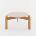 Ver imagem 3 de Mesa de Centro Redonda Pés em Madeira Maciça Lizz Bege 100% MDF