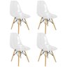 Kit 4 Cadeiras Charles Eames Cristal Eiffel Wood Designer Transparente - 1