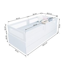 Bicama Solteiro Mdf Branco com 04 Grades e Cabeceira Telinha Anatômica Mobilistore - 3