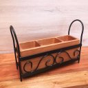 Ver imagem 1 de Porta Talher Arabesco de Mesa Balcão Ferro e Madeira