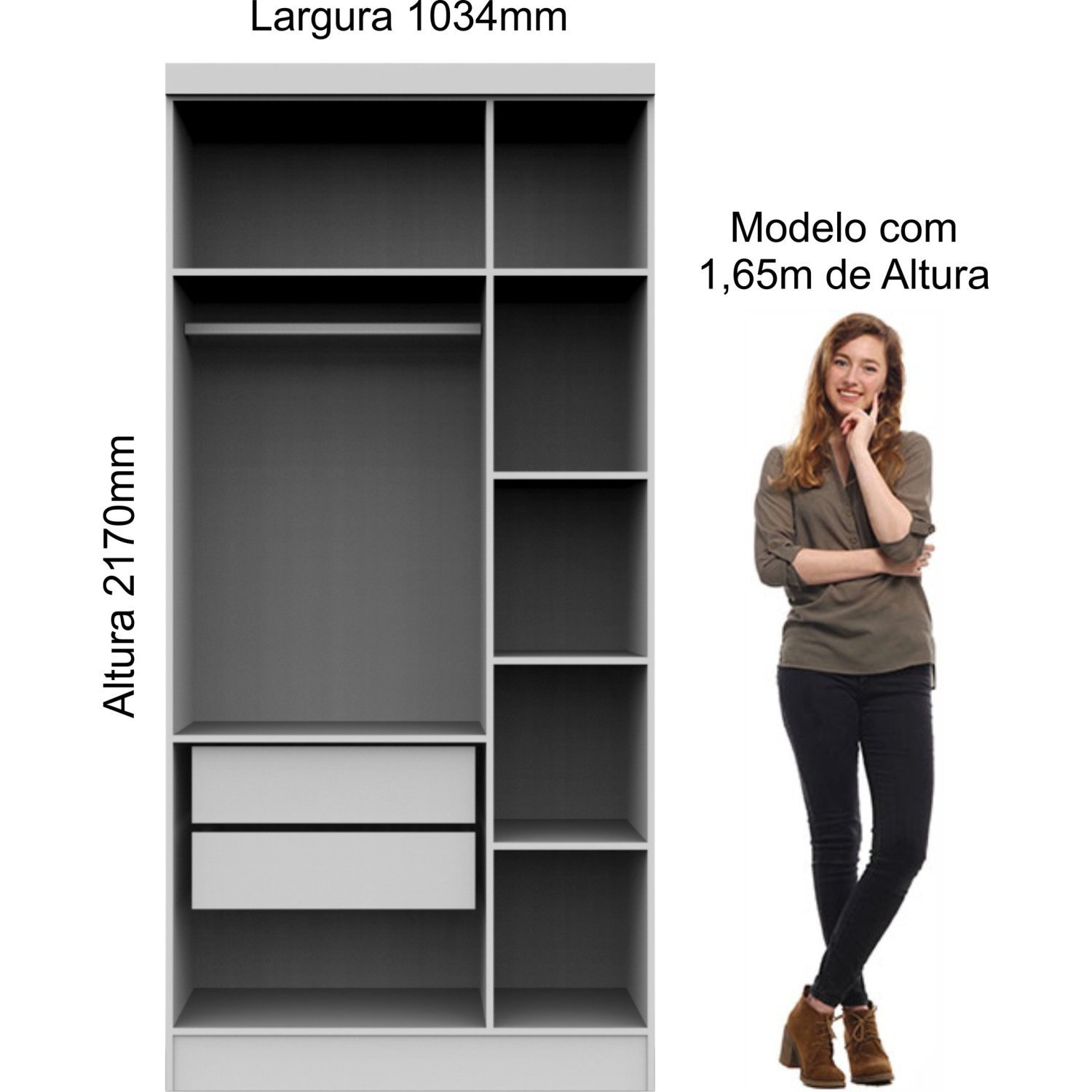 Guarda Roupa Modulado 3 Portas 2 Gavetas Infinity  - 3