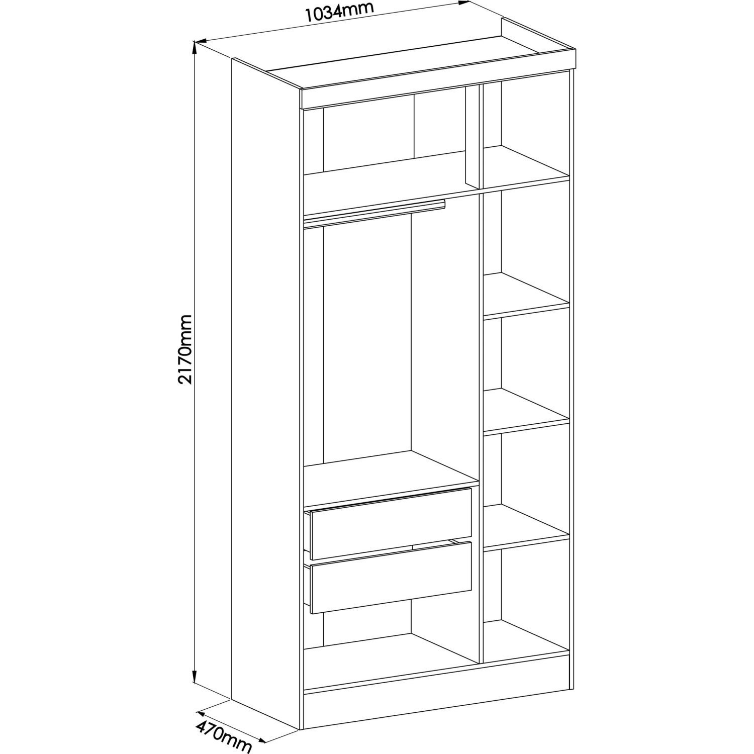 Guarda Roupa Modulado 3 Portas 2 Gavetas Infinity  - 4