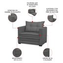 Ver imagem 3 de Poltrona Cama Retrátil Solteiro Milenni Veludo Chumbo B03 - D'rossi