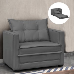 Poltrona Cama Retrátil Solteiro Milenni Veludo Chumbo B03 - D'rossi