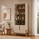 Ver imagem 1 de Cristaleira 4 Portas Vidro MDF Off White Cedro 83cm Lizz Bege