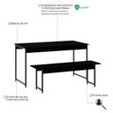 Ver imagem 5 de Conjunto Mesa de Jantar 1 Banco Industrial Kit 4 Cadeiras Base Madeira Yescasa Preto
