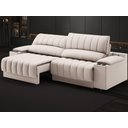 Ver imagem 1 de Sofá com Porta Copos e Carregador Usb Retrátil e Reclinável Murano 2,00m Velosuede Areia -