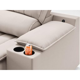 Sofá com Porta Copos e Carregador USB Retrátil e Reclinável Murano 2,00m Velosuede Areia - - 7