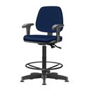 Ver imagem 1 de Cadeira Job com Bracos Assento Courino Azul Base Caixa Metalica Preta - 54535