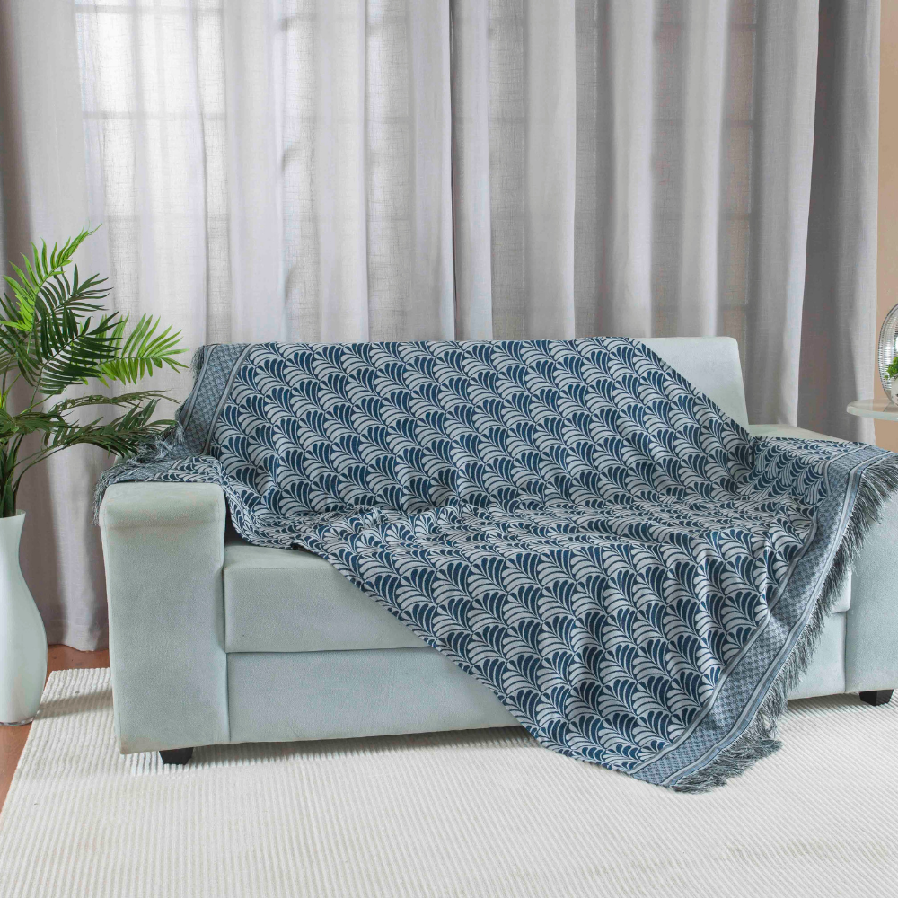 Manta Xale Para Sofa 1 Peça Luxor jacquard Valle Enxovais - Azul - 2