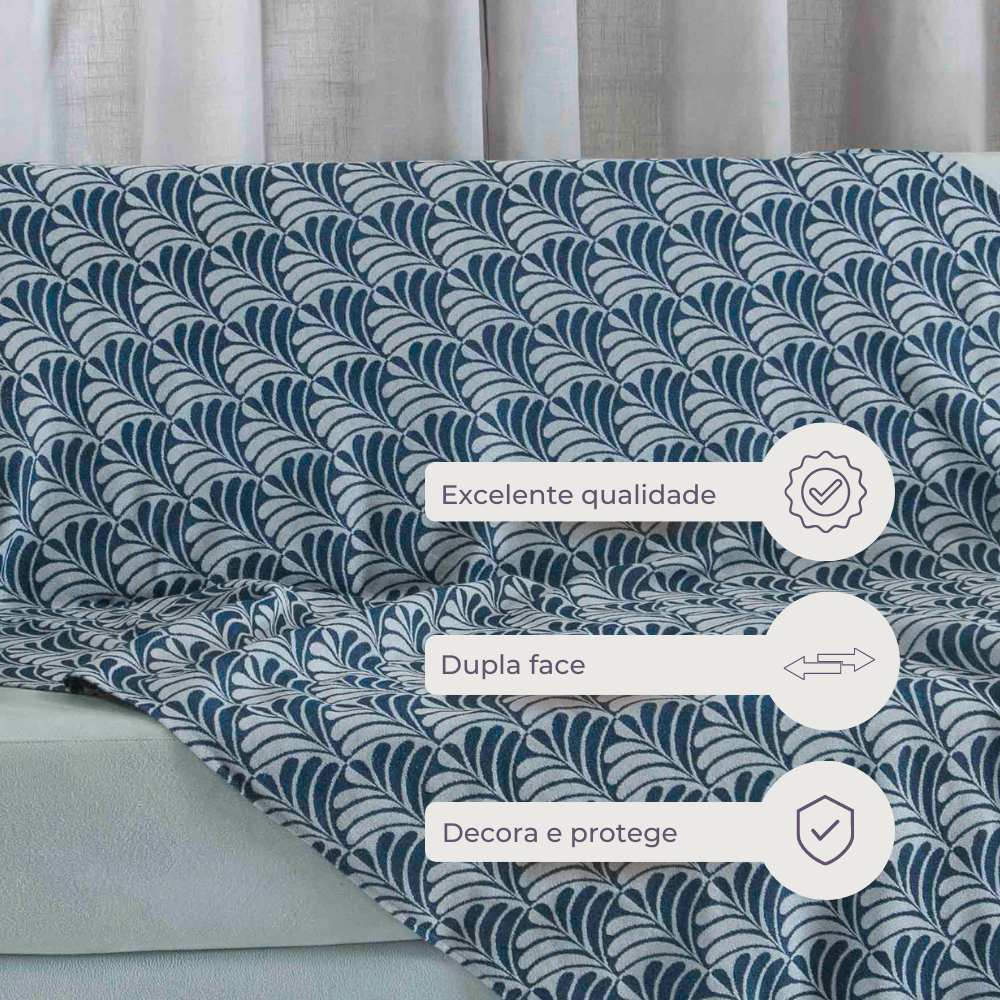 Manta Xale Para Sofa 1 Peça Luxor jacquard Valle Enxovais - Azul - 4