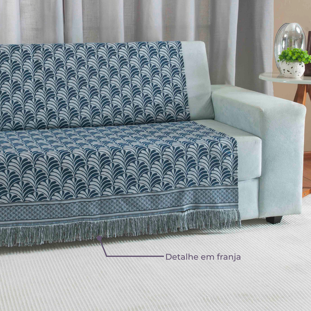 Manta Xale Para Sofa 1 Peça Luxor jacquard Valle Enxovais - Azul - 3