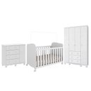 Ver imagem 2 de Quarto de Bebê Guarda-Roupa 4 Portas Cômoda e Berço MDF Mimo Espresso Móveis Branco Brilho