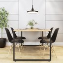 Ver imagem 2 de Conjunto Mesa de Jantar Industrial 4 Cadeiras Base Madeira Eames Yescasa Marrom/Natura/Preto