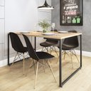Ver imagem 1 de Conjunto Mesa de Jantar Industrial 4 Cadeiras Base Madeira Eames Yescasa Marrom/Natura/Preto