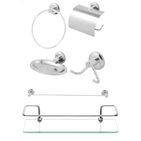 Kit para Banheiro Stander 06 Peças com Porta Shampoo Reto