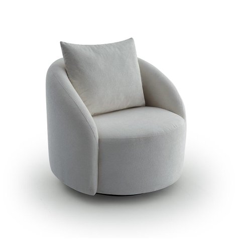 Poltrona Decorativa Orgânica Giratória Boucle Bege Cali Estofama