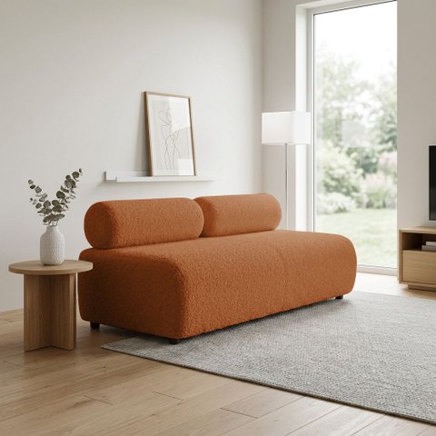Sofá 3 Lugares Orgânico para Sala Base Fixa Nara Bouclê Ted D03 - D'Rossi