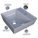 Ver imagem 4 de Cuba de Apoio Angular Quadrada para Banheiro Lavabo Volcano C01 Aq33w Cinza - Lyam
