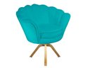 Ver imagem 2 de Poltrona Decorativa Pétala Base Giratória Madeira Suede Azul Tifany Ms Decor