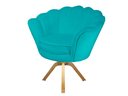 Ver imagem 1 de Poltrona Decorativa Pétala Base Giratória Madeira Suede Azul Tifany Ms Decor
