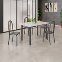 Ver imagem 1 de Conjunto de Mesa Tubular 120cm x 75cm Tampo em Vidro com 4 Cadeiras Iris B Prata/Preto