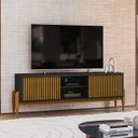 Ver imagem 2 de Rack Ripado para TV até Polegadas MDF 160cm Pés em Madeira Maciça 55 Polegadascom 2 Portas de Correr