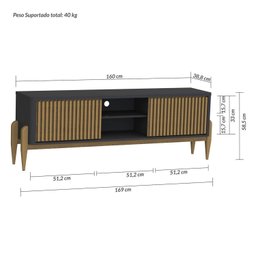 Rack Sereno para TV 55 Polegadascom Ripado 2 portas de correr 160mm Sereno - 3