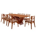 Ver imagem 2 de Conjunto Sala de Jantar Mesa Venus Tampo 220cm Laminado Barril e 8 Cadeiras Viena