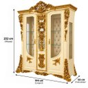 Ver imagem 3 de Cristaleira Clássica Luxuosa Bege e Dourada com 2 Portas de Vidro a: 232cm L: 194cm P: 65cm
