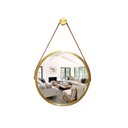 Ver imagem 2 de Kit 2 Espelhos Redondo Decorativo Suspenso Alça 60cm + Suporte Dourado Alça Caramelo