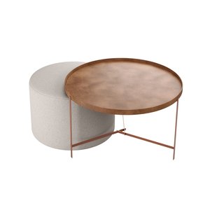 Mesa de Centro Austin:couro Nature / Ferragem Cobre