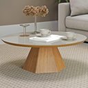 Ver imagem 2 de Mesa de Centro para Sala de Estar Redonda 90cm Seul D03 Off White Freijó - Lyam Decor