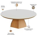 Ver imagem 3 de Mesa de Centro para Sala de Estar Redonda 90cm Seul D03 Off White Freijó - Lyam Decor