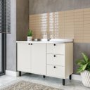 Ver imagem 1 de Balcão sem Tampo 2 Portas 3 Gavetas Off White Branco Yescasa