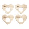 Porta Guardanapo Coração Desejos Kit 4 Peças 7,5cmx6,5cm - Cria Arte Laser Madeira Clara - 1