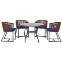 Ver imagem 1 de Mesa com 4 Cadeiras de Jantar Roma 100cm e Noronha em Aluminío Preto Corda Nautica Estofado 10 Trama