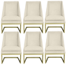 Kit 06 Cadeiras Para Sala De Jantar Ana Base de ferro Suede Bege - D'Classe Decor - 1